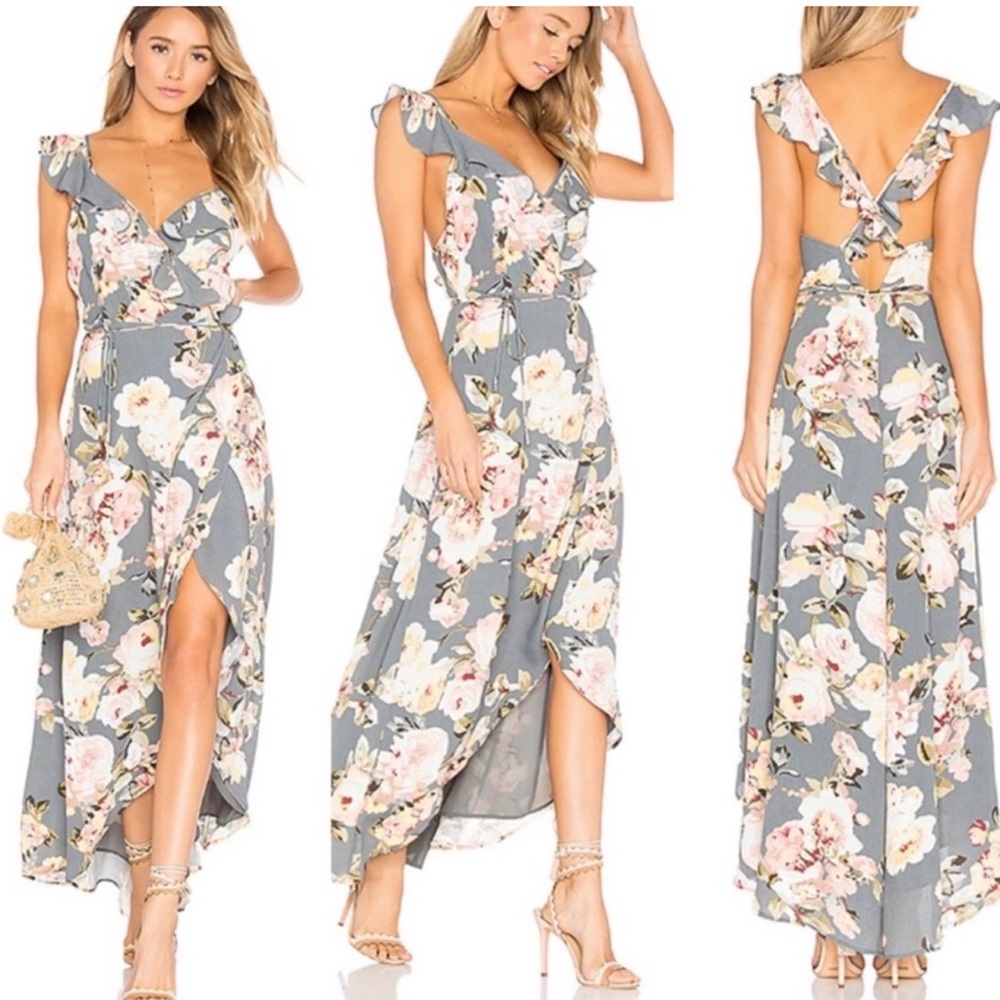 Privacy Please ‘Fillmore’ Floral Wrap High-Low Maxi Dress
